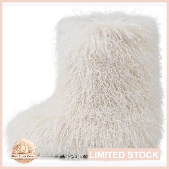 Faux Fur Mid Calf Boots Platform Slip On Cozy Winter Snow Booties Y2K Chic